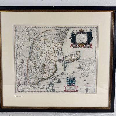 Framed Map Reproduction - China by Joan Blaeu (1645)
