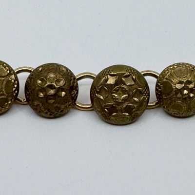 Antique Brass Button Bracelet and Earring Set