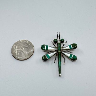 3026 Wayne & Josie Haloo Zuni Sterling Multi-Stone Inlay Dragonfly Brooch