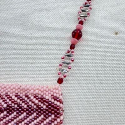 Handcrafted Ruby & Cranberry Glass Beaded Fringe Pendant Necklace