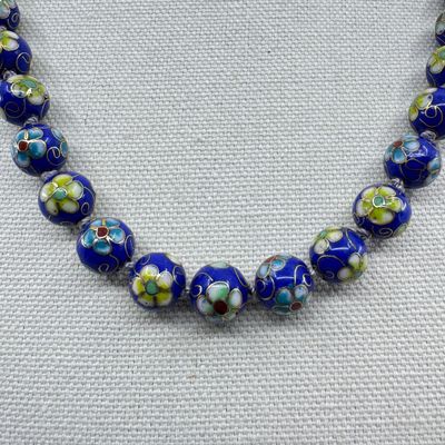 Vintage Chinese Cloisonne Enamel Bead Necklace