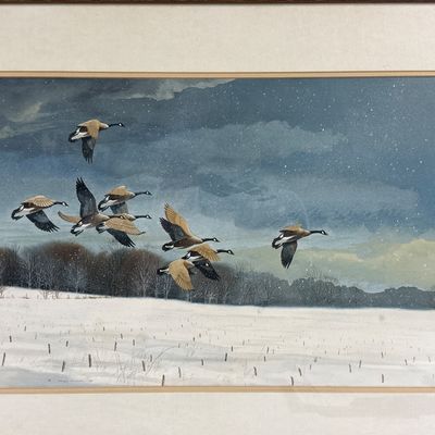 George Shumate Framed Watercolor 'Snowy Canadas' 1981