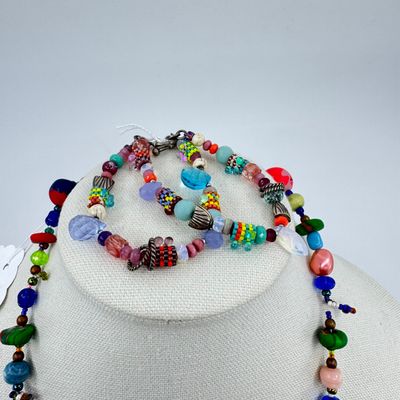 Artisan Beaded Necklace & Glass Bead Bracelet Set