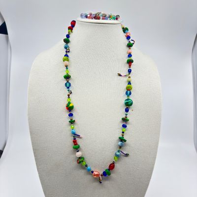 Artisan Beaded Necklace & Glass Bead Bracelet Set
