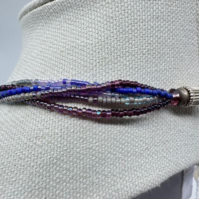 Dichroic Glass Pendant Necklaces with Sterling Silver Accents - Set of 2