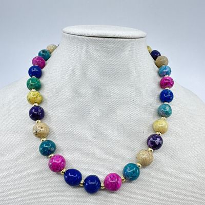 Mixed Gemstone & Multi-Strand Glass Beaded Necklaces - Set of 2