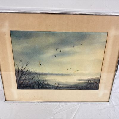 Framed Original Watercolor Painting "Misty Morning" Signed D. Fairbanks