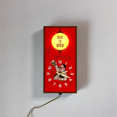 1960 s 1970 s spartus bar is open illuminated wall clock