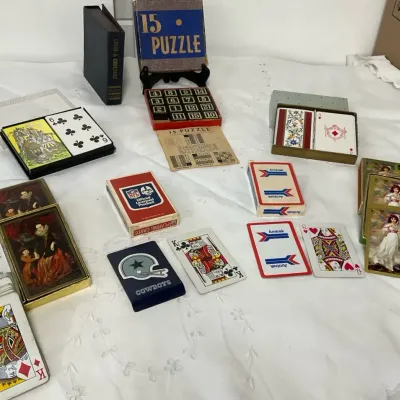 Playing Card & Puzzle Collection VTG - Drueke, Amtrak, NFL, Bridge & More