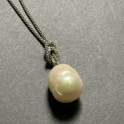 Large Irredescent Baroque-Style Freshwater Pearl Pendant Necklace, 18” Chain