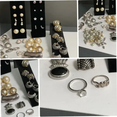 Mixed Costume Jewelry Collection - 30+ Pair Of Earrings & 4 Necklace Slides