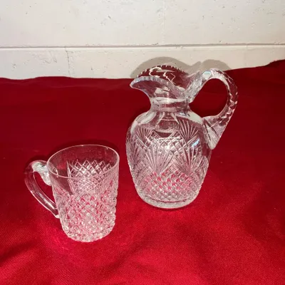 Crystal Diamond Cut Pitcher & Cup