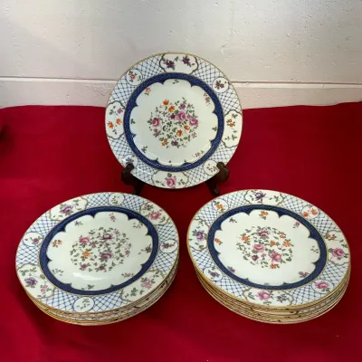 Staffordshire Blue & White Floral Plates