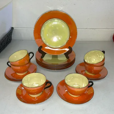 Orange & Yellow Bavarian Lusterware 