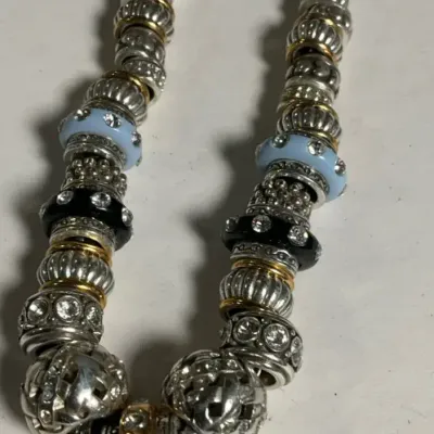 Brighton 26 Bead Silver And Gold Tone Necklace With Crystal Accents