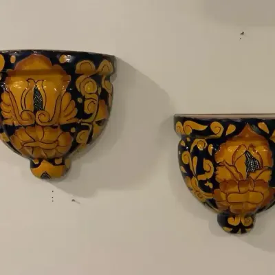 (2) Mexican Pottery Wall Planters