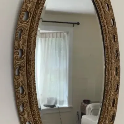 Large Ornate Gold Oval Wall Mirror 