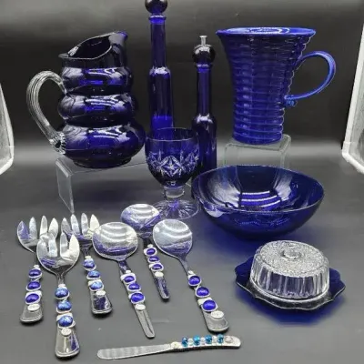 Stunning Cobalt Blue Glassware & Utensils 