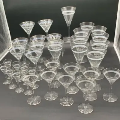 Amazing Set of Vintage Platinum & White Accent Stemware 
