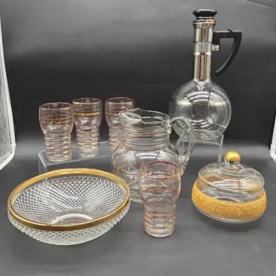 Vintage Gold & Silver Trimmed Glassware