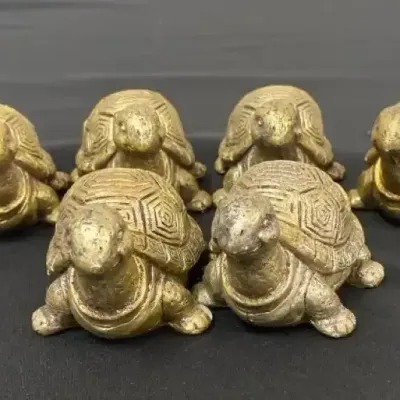 Six Brass Turtle Figurines 