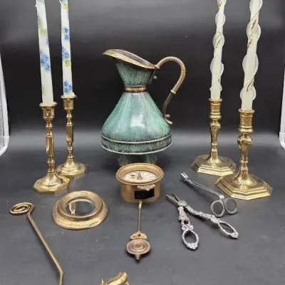(4) Brass Candlesticks and Other Items