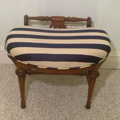 Vintage Wood Upholstered Vanity Seat