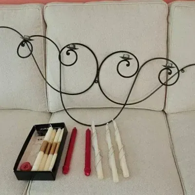 Metal Wall Candle Stick Display and Candles 
