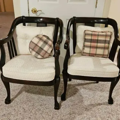 (2) Dark Wood Chairs w/ Cushions
