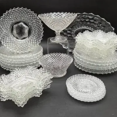 Vintage Diamond Point Cut Glass Collection 