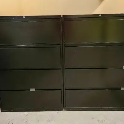 (2) Metal 4 Drawer Filing Cabinets