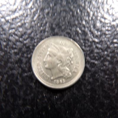 1865 HIGH GRADE THREE CENT NICKEL