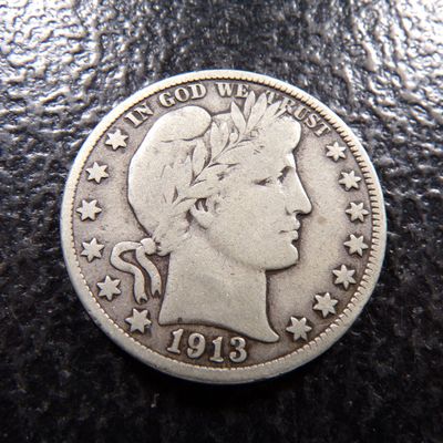 1913-D RARE DATE BARBER SILVER HALF DOLLAR