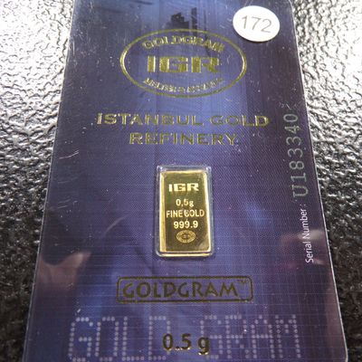 IGR GOLDGRAM 0.5 GRAM 999.9 FINE GOLD BAR