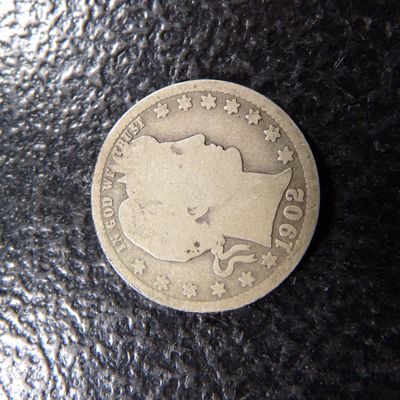 1902-S BARBER SILVER QUARTER