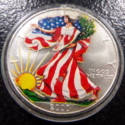 2000 COLOR ENHANCED AMERICAN SILVER EAGLE DOLLAR
