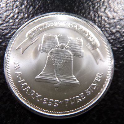 LIBERTY BELL 1 OUNCE 999+ PURE SILVER