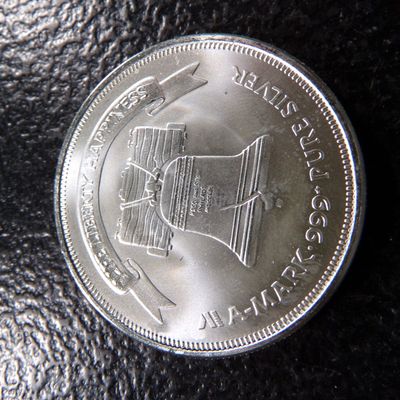 LIBERTY BELL 1 OUNCE 999+ PURE SILVER