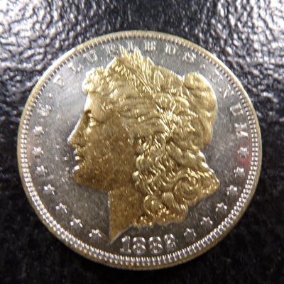 1882-O GOLD COLOR ENHANCED MORGAN SILVER DOLLAR