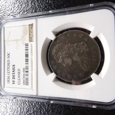 1836 NGC VF DETAILS RARE DATE CAPPED BUST SILVER HALF DOLLAR