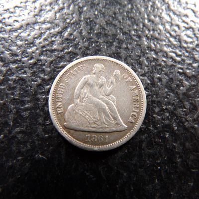 1861 KEY DATE SEATED LIBERTY SILVER DIME