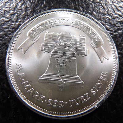LIBERTY BELL 1 OUNCE 999+ PURE SILVER