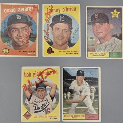 Sale Photo Thumbnail #81: (5) Autographed Baseball Cards From 1959-61 - No COAs - Includes Herb Score and John O'Brien