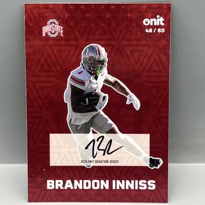Sale Photo Thumbnail #47: 2025 Onit Ohio State NIL Brandon Inniss Prospect/RC Auto #/60