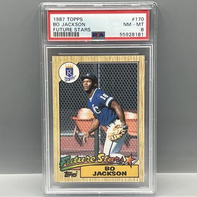 Sale Photo Thumbnail #153: 1987 Topps Bo Jackson RC #170 PSA NM-MT 8