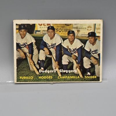 Sale Photo Thumbnail #93: 1957 Topps Dodgers Sluggers #400 HOF - Roy Campanella, Gil Hodges, Duke Snider, Carl Furillo