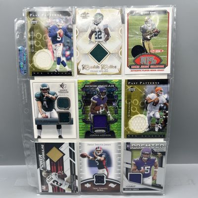 Sale Photo Thumbnail #205: (9) Assorted Football Patch/Relic Cards