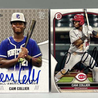 Sale Photo Thumbnail #125: 2021 Leaf All American Classic Cam Collier In Person Auto & 2023 Bowman Paper 1st Bowman RC In Person Auto - No COAs