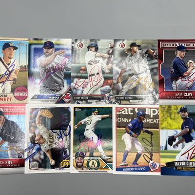 Sale Photo Thumbnail #83: (10) Assorted Baseball In Person Autograph Cards - No COAs