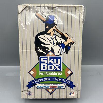 Sale Photo Thumbnail #19: 1992 Skybox Pre Rookie '92 Baseball Factory Sealed Wax Box - Partial Seal Tearing at Top - Mike Piazza, Trevor Hoffman Minor League Prospect Cards